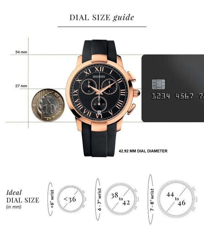 Balmain Iconic Chrono Gents Black Dial Men 42.92mm