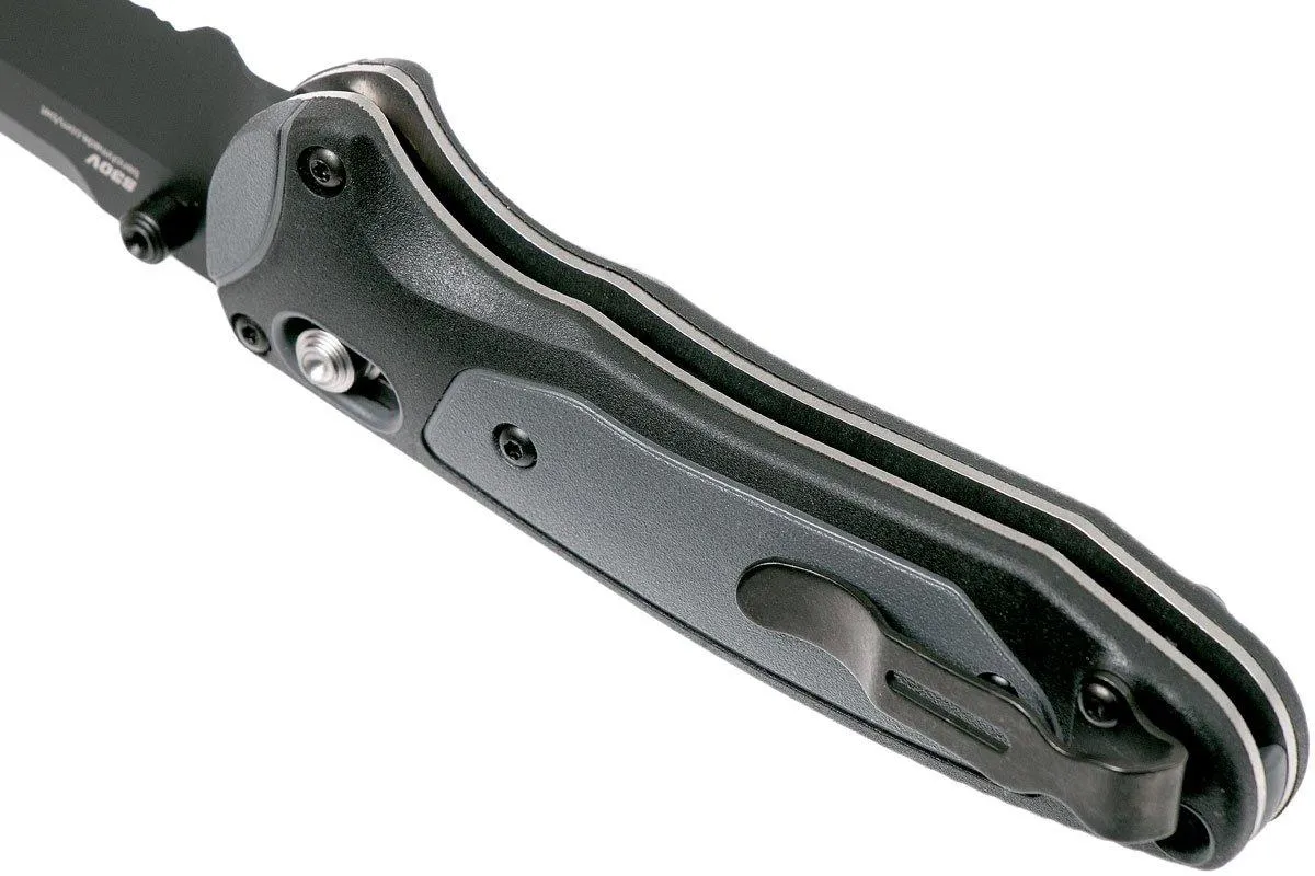 Benchmade 595SBK Mini Boost pocket knife, serrated edge black blade