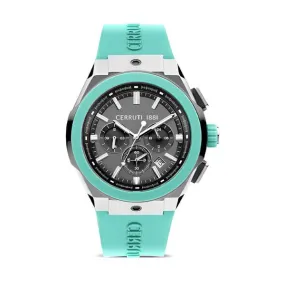Cerruti 1881 Ruscello Men's Black Dial Turquoise Silicone Strap Watch
