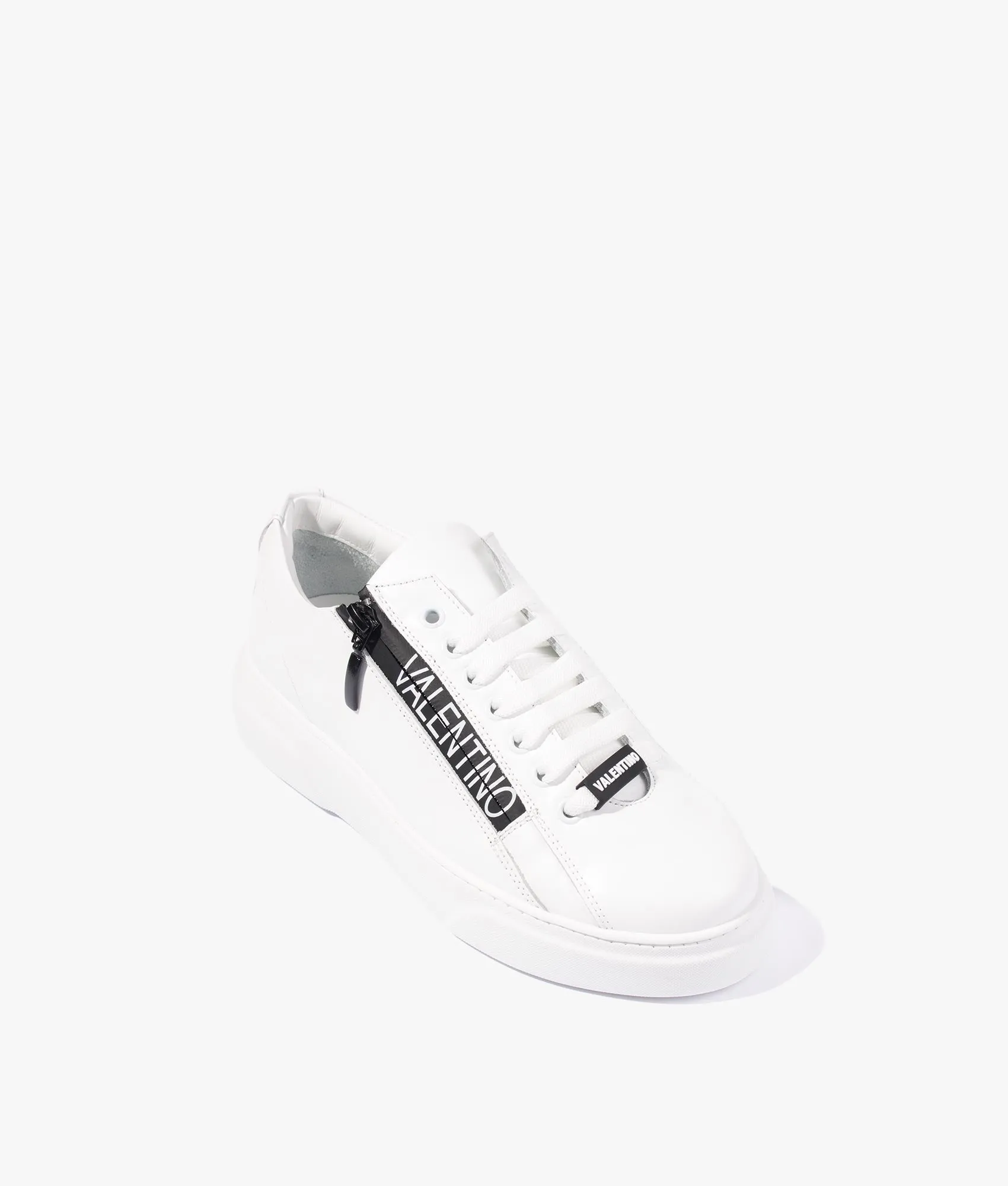 Court zip sneakers in white & black