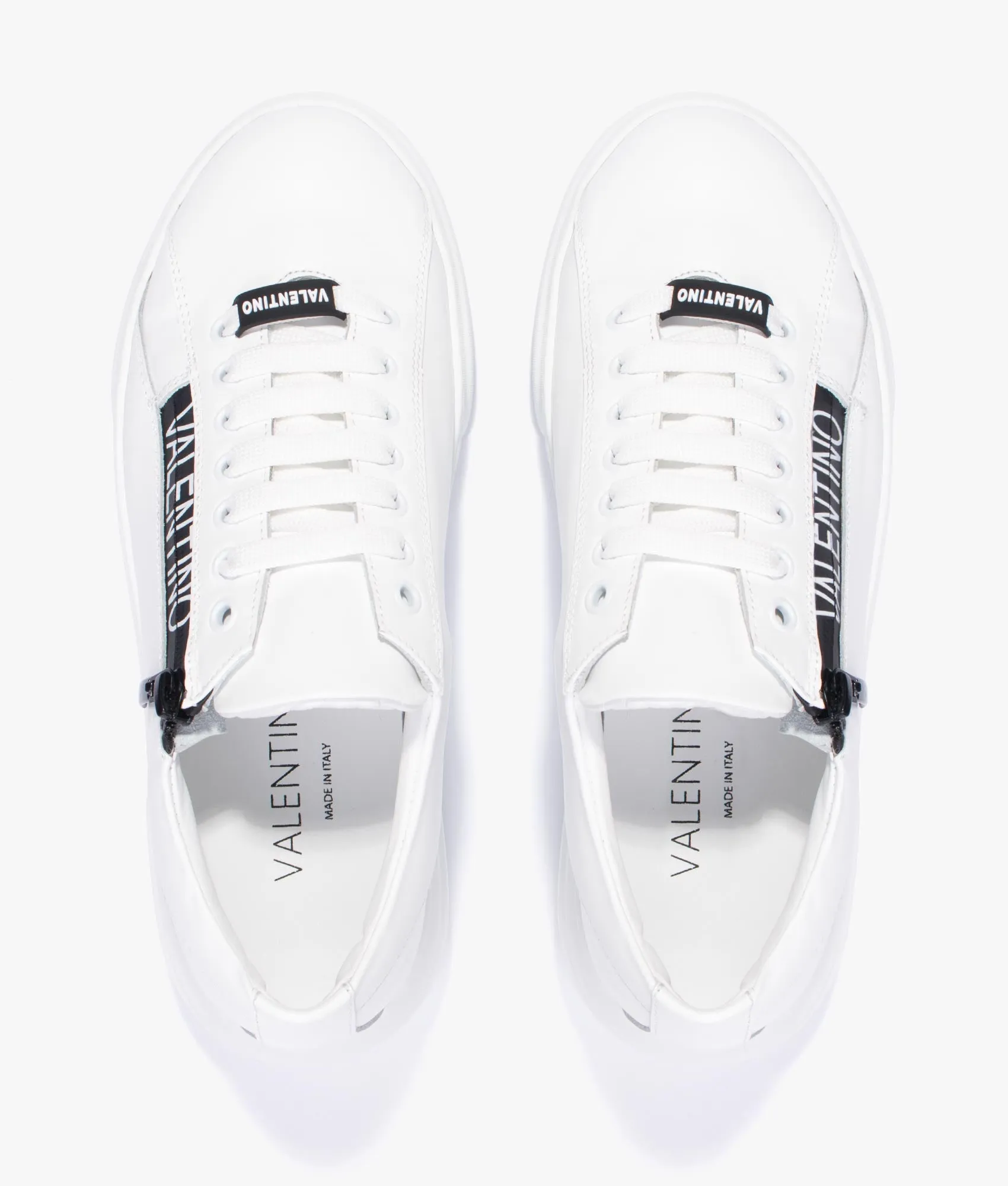 Court zip sneakers in white & black