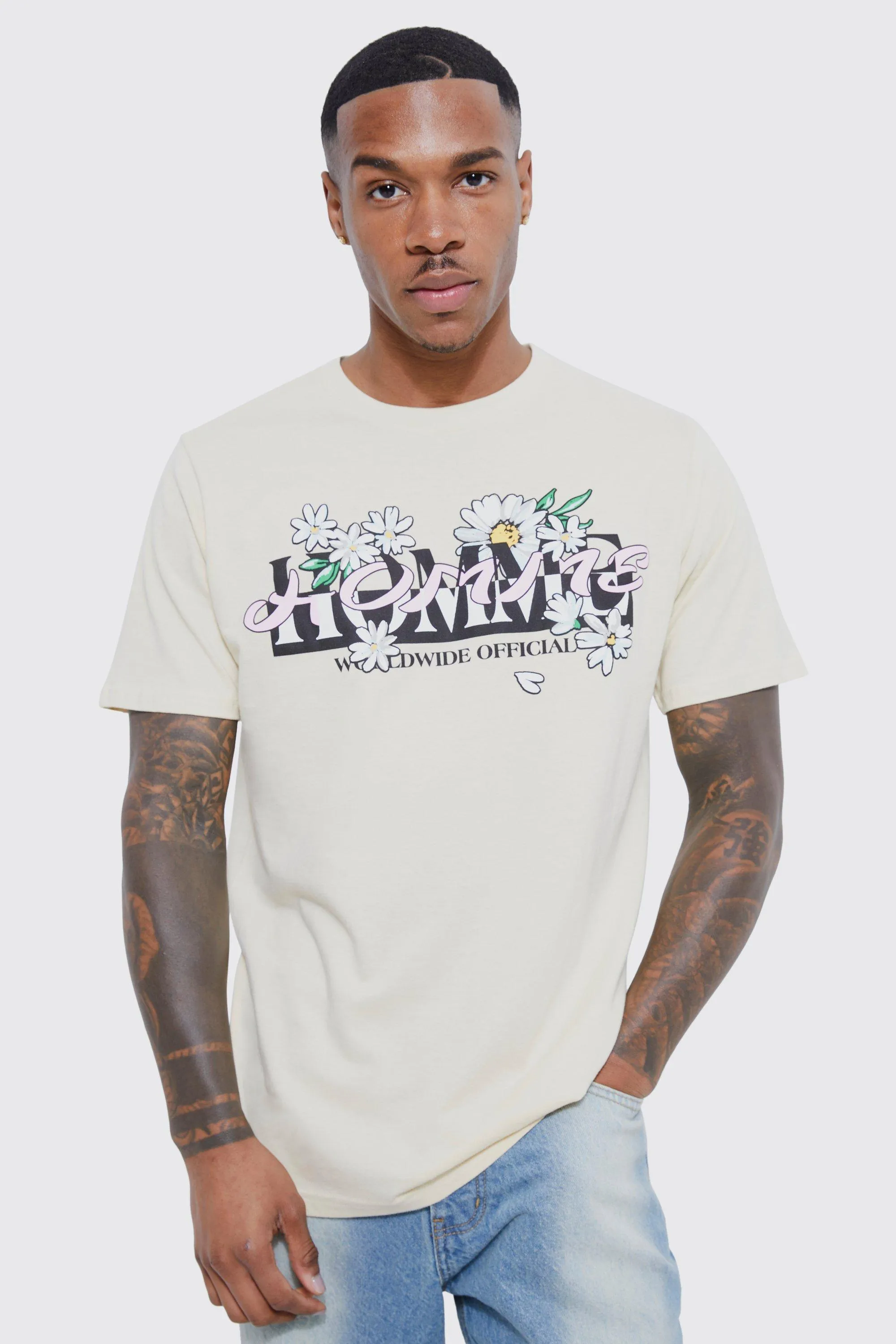Daisy Chain Homme Graphic T-shirt | boohooMAN UK