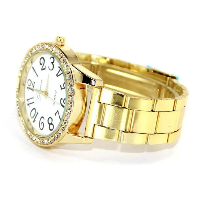 Feida Women Watches Montre Digital Design Diamond Dial Steel Analog Quartz Wrist Watch Relogio Feminino