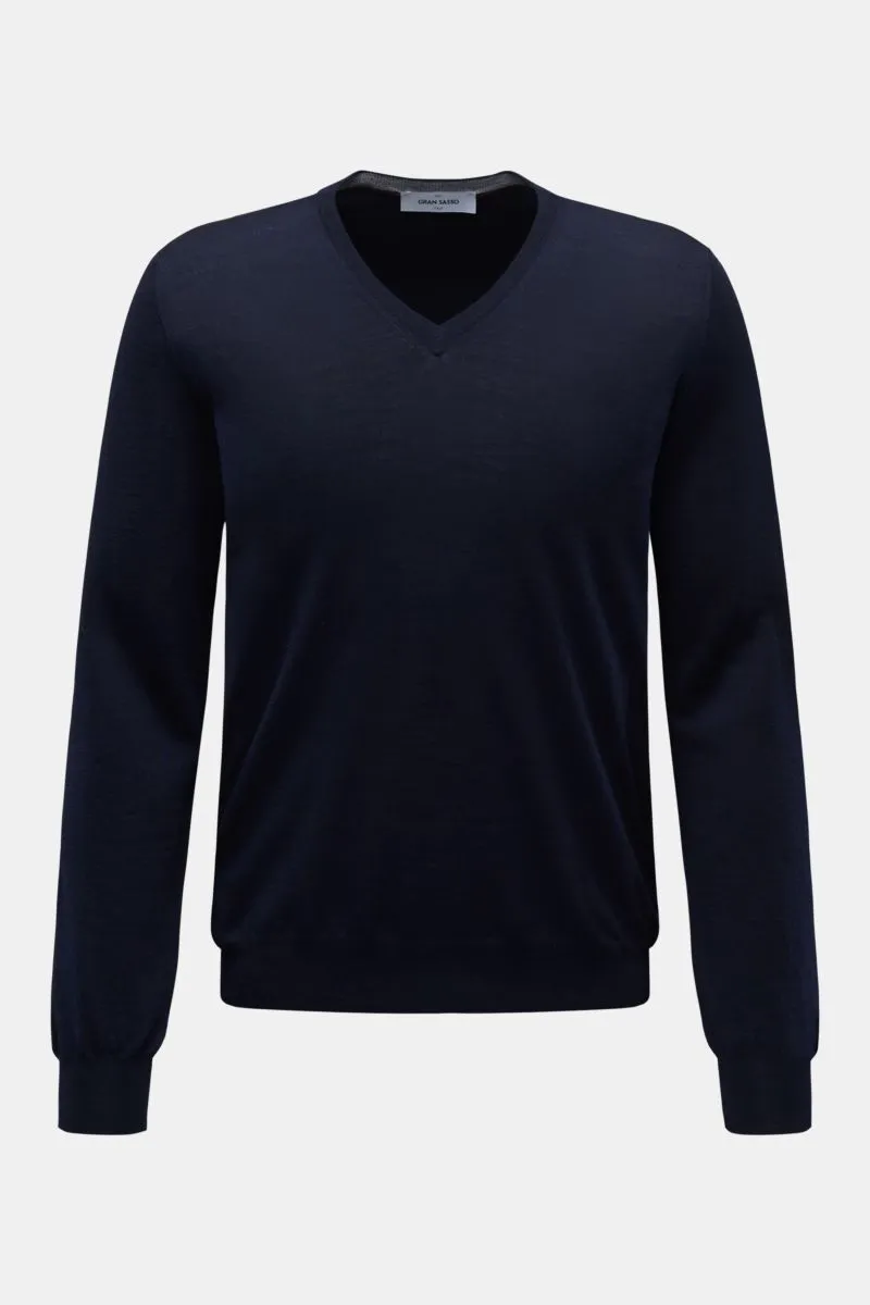 GRAN SASSO Feinstrick V-Neck Pullover navy