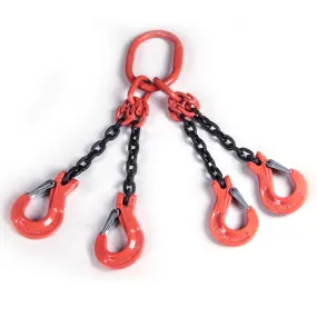 IMS Company - Chain Sling, Alloy, Type QOS, Four Leg, 3/8 Alloy Grade 100 Chain x 48 Reach, Oblong Master Link, Sling Hooks wi
