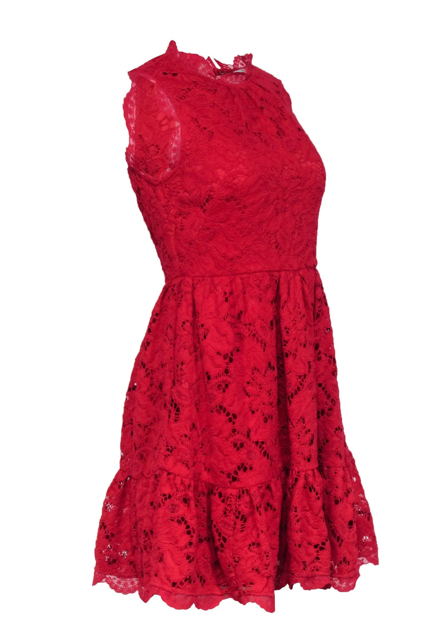 Kate Spade - Red Lace Sleeveless Scallop Edge Dress Sz 2
