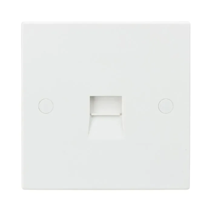 Knightsbridge Square Edge Telephone/Data Socket Master 1 Gang White