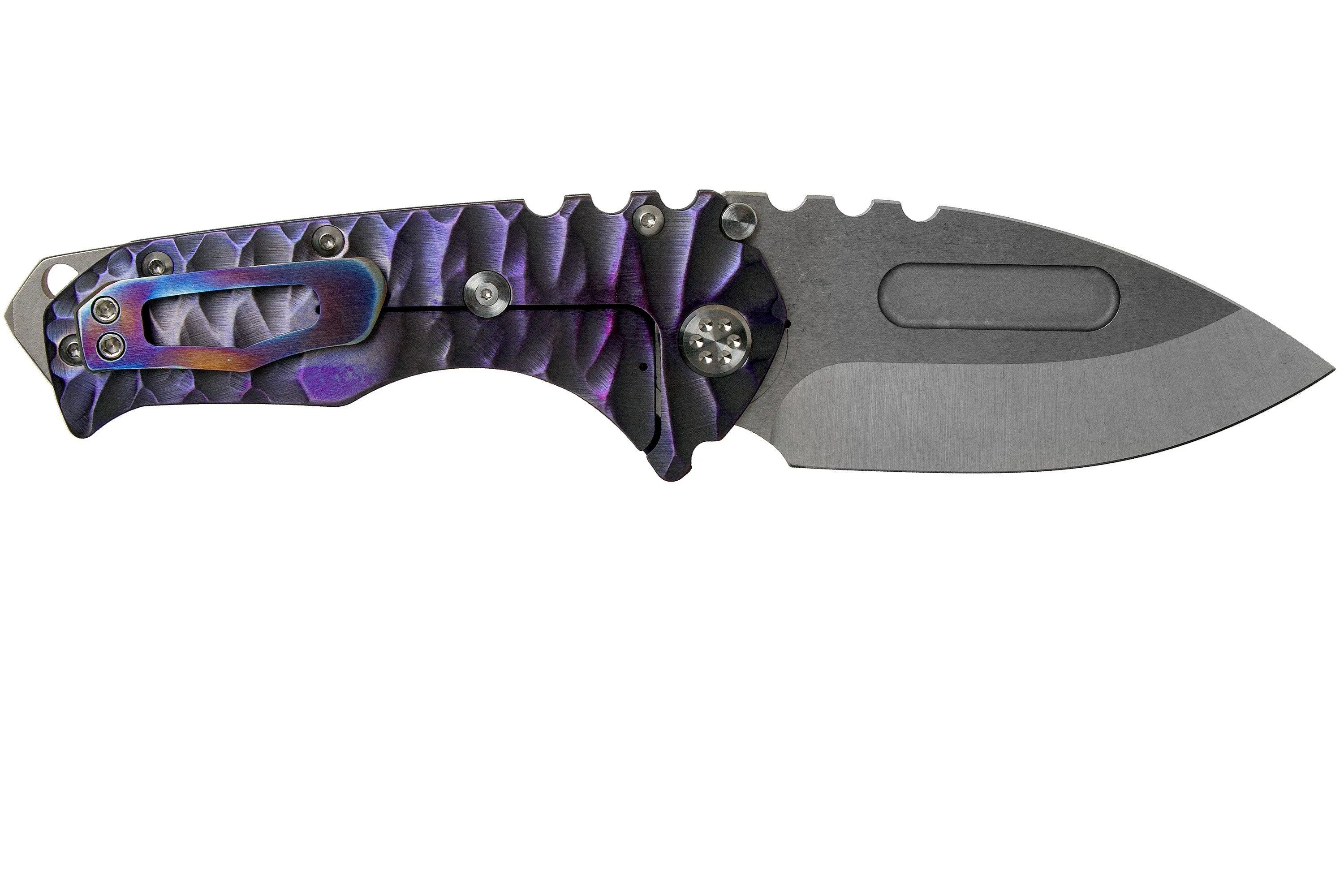 Medford Praetorian T, S35VN Tumbled, Dark Violet Predator Handles pocket knife