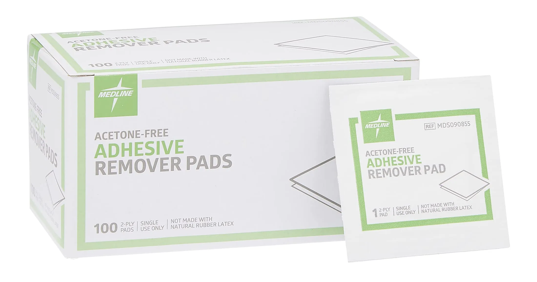 Medline Adhesive Remover Pad, Acetone-Free, Sterile 2-Ply Pad, 100 Count
