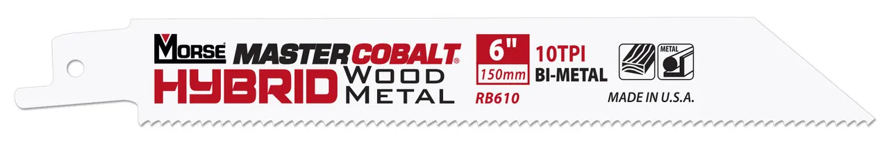 MK Morse RB81014T15 - Recip Saw Blade (BiMetal) "Master Cobalt Hybrid" 8" x 0.035" 10/14TPI 15/Pack