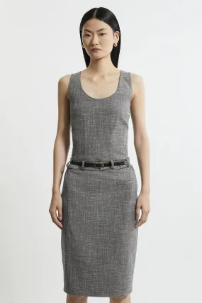 Mono Textured Seam Detail Tailored Midi Dress | Karen Millen