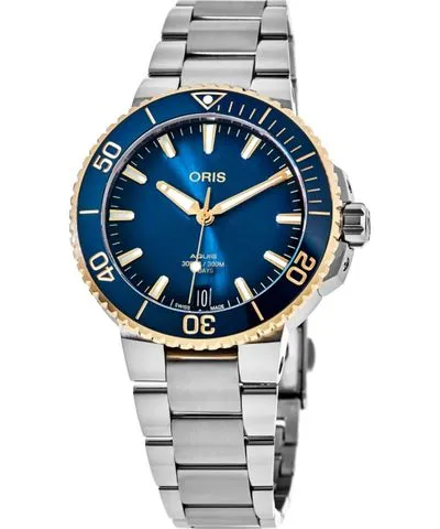 Oris Aquis Date Blue Dial Gold & Steel Men's Watch 01 400 7769 6355-07 8 22 09PEB