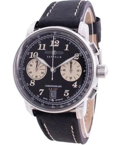 Refurbished Zeppelin LZ127 Chronograph Leather Strap Black Dial Quartz 86743 Men's Watch
