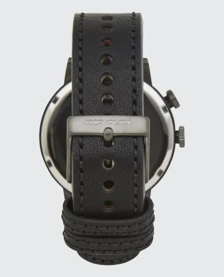 Rip Curl Drake Tide Dial Leather Watch in Black