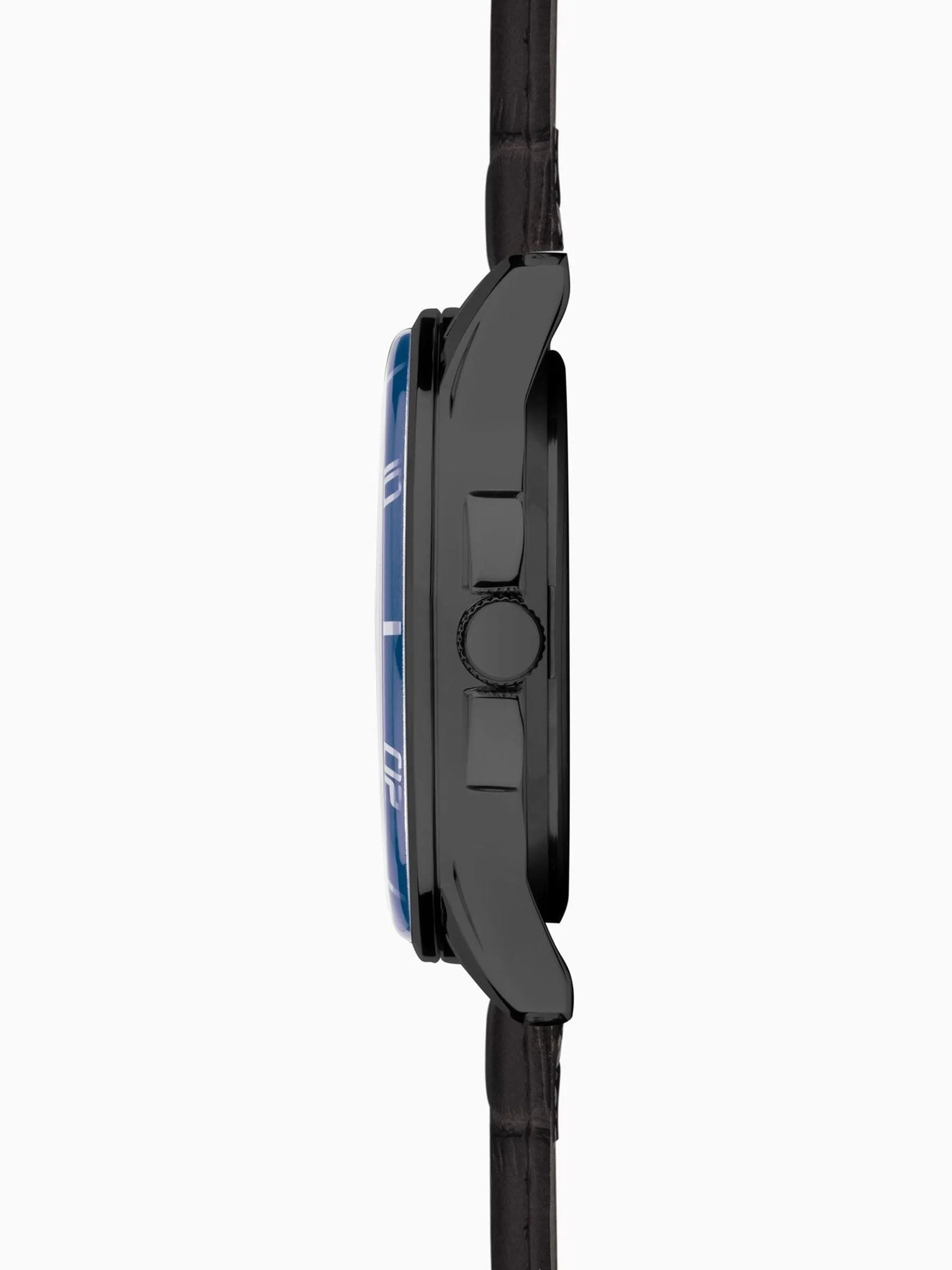 Sekonda Mens Midnight 44mm Analogue Black Watch With Case And Leather Upper Strap With Dark Blue Dial