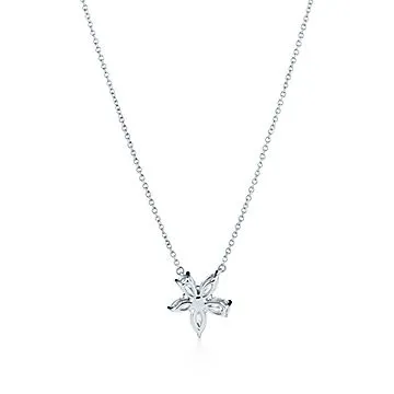 Tiffany Victoria® mixed cluster pendant in platinum with diamonds, large. 