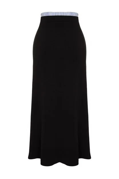 Waist Detailed Scuba Flexible Midi Skirt