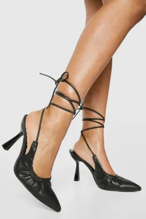 Wide Width Wrap Up Ruched Detail Pump